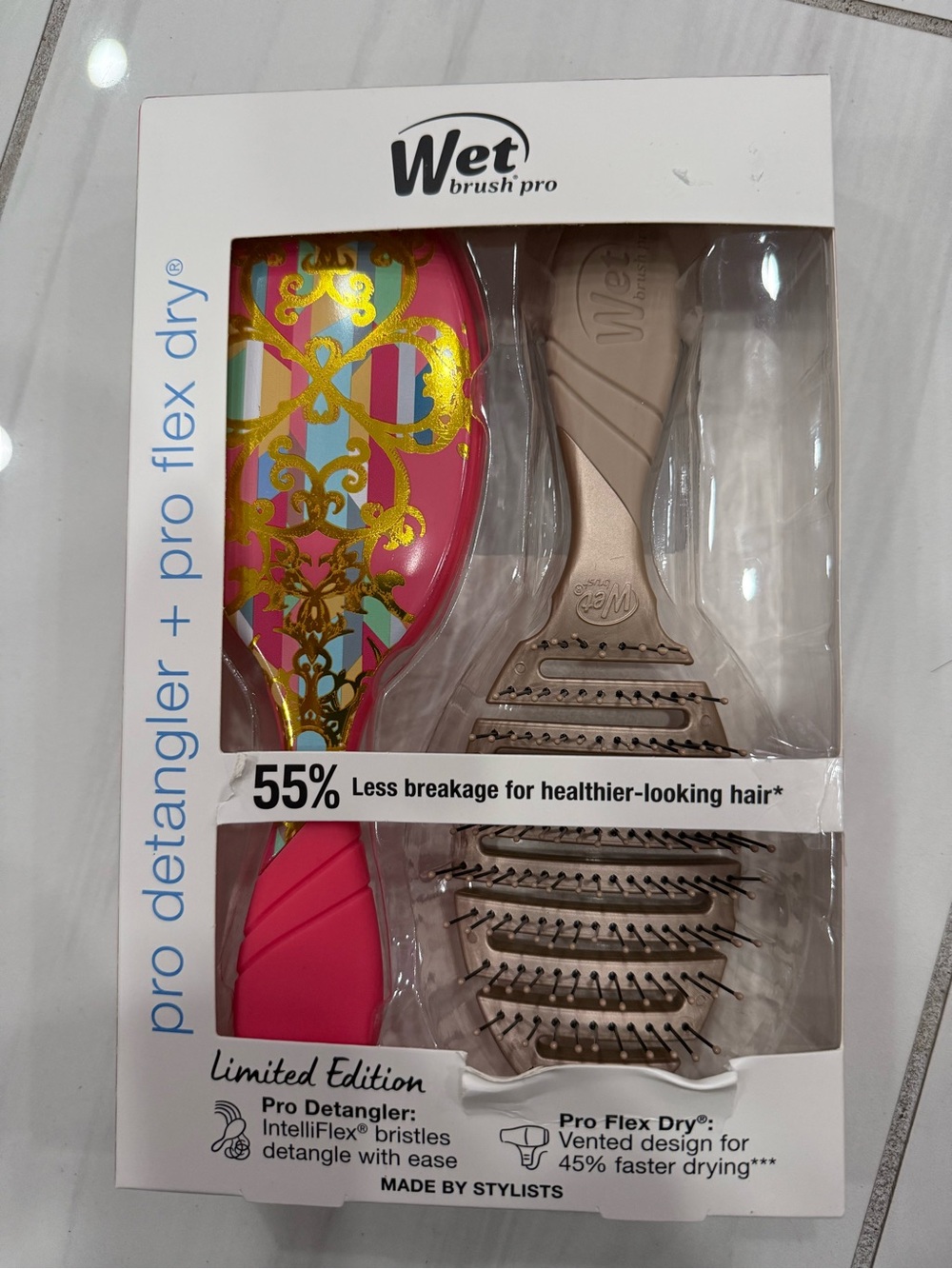 Wet Brush Pro Detangler and pro flex Duo - Pink & Champagne new